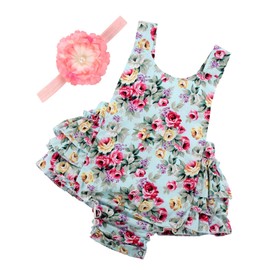 PrinceSasa Baby Girl's Floral Ruffles Romper Summer Clothes,9E05B,7-12 months(Size M)