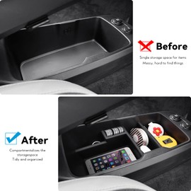 MARCHFA Center Console Lower Organizer Tray Compatible for Kia EV6 Accessories 2026 2025 2024 2023 Armrest Bottom Storage Box (Black)