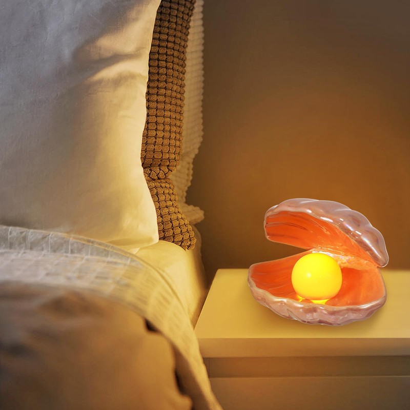Shell Pearl Design Night Light Clamshell Night Lights Seashell Lamp