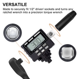 MULWARK 1/2" 3 Color Visual Signal Digital Torque Adapter with Tire Pressure Gauge - Calibrate Digital Torque Wrench Adapter with LCD Backlight (7.4 to 147.5 ft-lbs)
