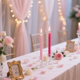 6-Pack Hot Pink and 6-Pack Pink Taper Candles, 10 Inch Unscented Dripless Candlesticks, Long-Lasting Burn Time of 7-8 Hours, Perfect for Home Décor Wedding Dinner