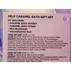 Ulta Self Caramel Bath Gift Set: Headband, Body Scrub & Sorbet, Holographic Bag