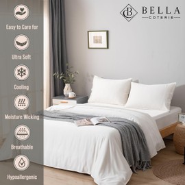 Bella Coterie Luxury Bamboo Viscose Queen Size Flat Sheet | 100% Organically Grown Bamboo Viscose | Ultra Soft | Cooling for Hot Sleepers [Ivory]