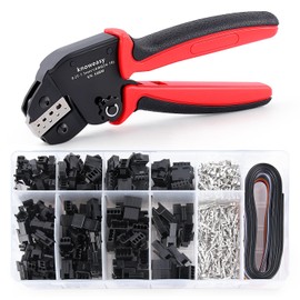 Knoweasy Jst Crimping Tool with 590PCS JST-XH Connectors Kit - 24-16 AWG Labor-Saving Crimper for AMP-TE 2.8/4.0/4.8/6.3, JST-SM2.54/XH2.54/VH3.96 and Molex