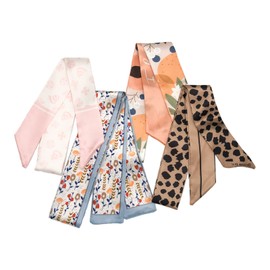 4pcs Purse Scarf Fashion Handbag Handle Ribbon Lightweight Scarf Head Hair Ribbon Skinny Scarf For Women