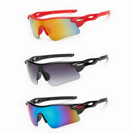 AYNKH 3 Stück Fahrradbrillen, Lauf-Sonnenbrillen für Herren und Damen, Sport-Sonnenbrille, UV400-Schutz, Skibrille, Outdoor, Fahren, Angeln, Laufen, Angeln, Fahrrad, Motorradbrille