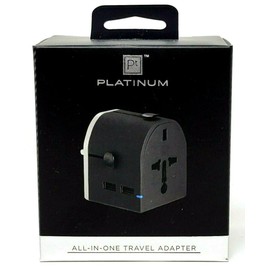 INSIGNIA Platinum - All-in-One Travel Adapter with 2 USB Ports 100-240V Black