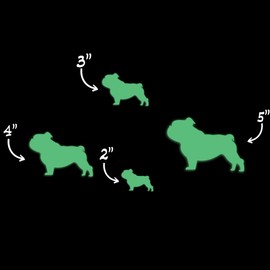 English Bulldog Dog Silhouette Glow in The Dark Sticker Decal for Phone Tablet Laptop Car Truck Window | 4" Sticker | Green