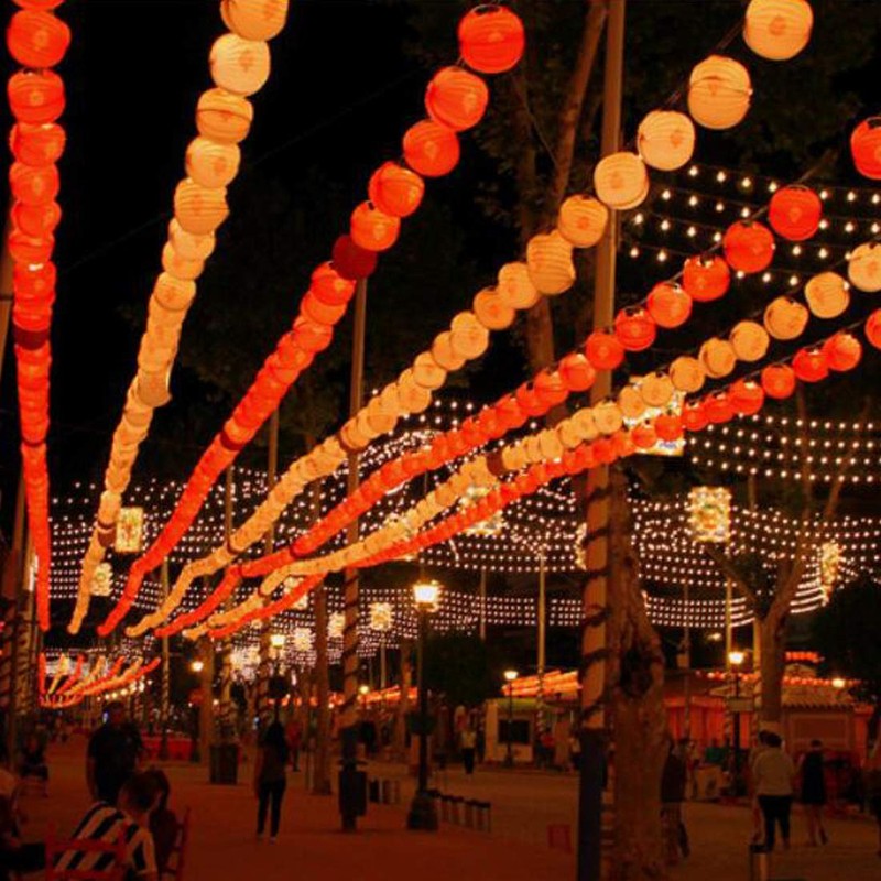 Amants01 Solar Red Lantern String Lights Solar Powered Hanging Lanterns