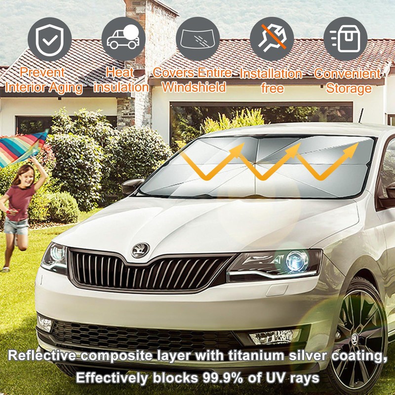Sun Protection Car Windscreen 138 x 78 cm, Foldable Car