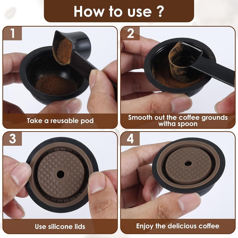 5PCS Reusable Coffee Vertuo Pods, Refillable Coffee Capsule,Compatible with Nespresso