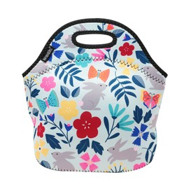 allydrew Insulated Neoprene Lunch Bag Zipper Lunch Box Tote, Rabbits