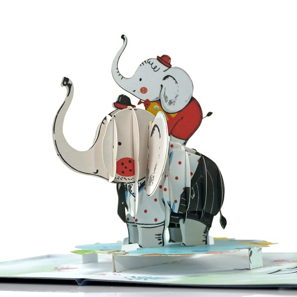 CUTPOPUP Fathers Day Card Pop Up, 3D Birthday Card (Dad with Elephant Son)