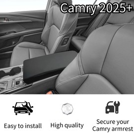 POSAID Center Console Armrest Cover for 2025 Toyota Camry (XSE/XLE/SE/LE) Leather Armrest Cover for 2025 Toyota Camry Accessories, Black Trim