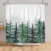 Canessioa Winter Forest Shower Curtain Green Christmas Trees Shower Curtains