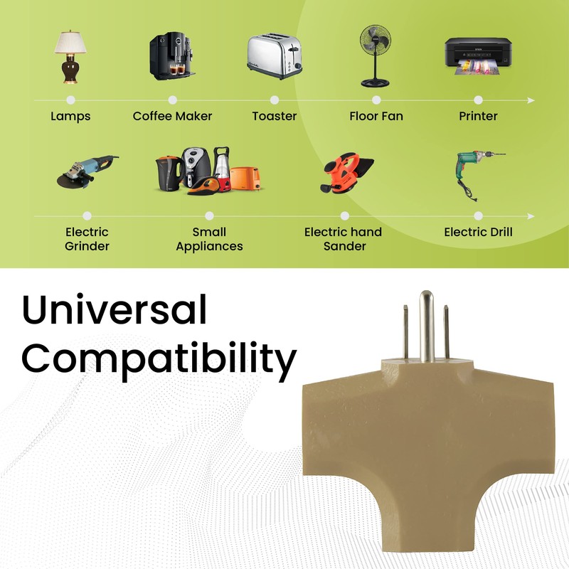 GoGreen Power (GG-3406BE) 3 Wire Cube Adapter, 3-Outlet Wall Tap
