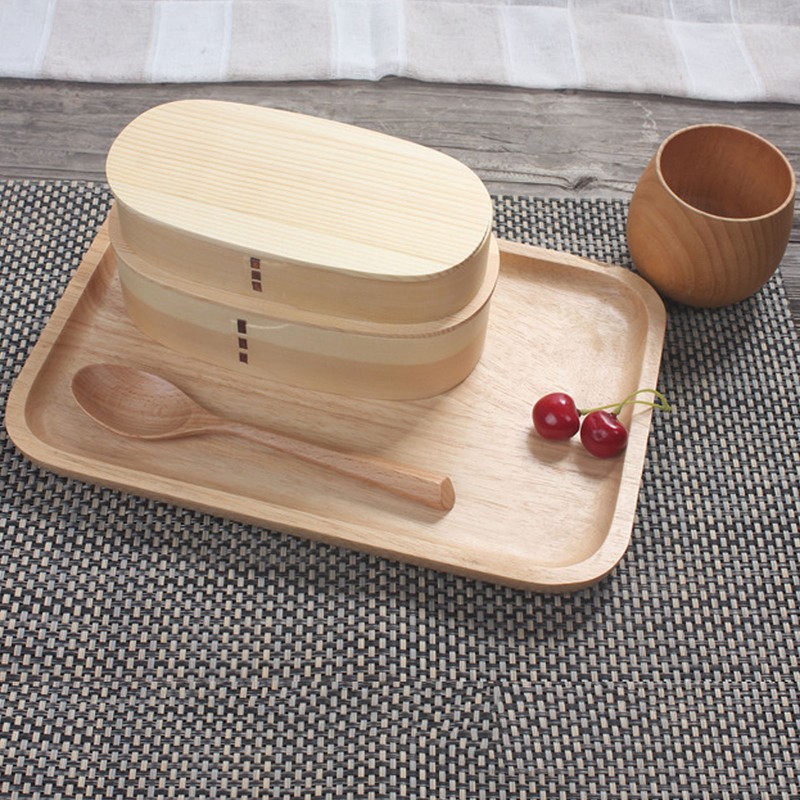 Wooden Bento Boxes Double Wood Color Bento Lunch Box Portable