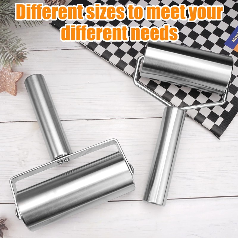 Pack of 2 Rolling Pin, Small Stainless Steel, Small and