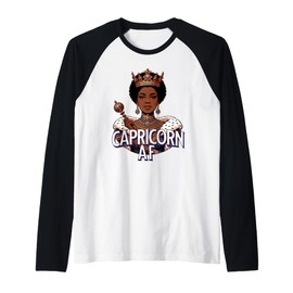 Capricorn AF Vibes Queen Energy Zodiac Crown Afro Regal Raglan Baseball Tee