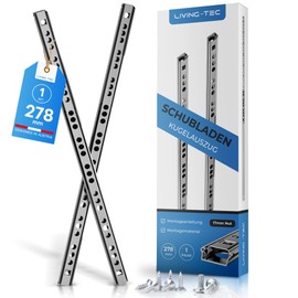 LIVING TEC® Drawer Runners 278 mm x 17 mm Groove - 1 Pair Slide Rail Including Mounting Screws - Drawer Slides - Drawer Runners - Runners for Drawers Rail System - Slides
