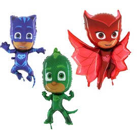 PJ Masks Set of 3 Foil Shape Character Balloons - Catboy, Gekko & Owlette - Children's Party Supplies