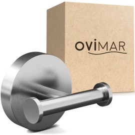 ovimar Double Towel Hook Hirsthneck | for Drilling | Stainless Steel | Silver | for the Bathroom as Towel Rail | Hook Can also be Used as Tea Towel Holder or Jacket Holder for Gluing