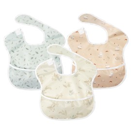 Little Dimsum Baby Lätzchen 3er Set,Wasserdichte Babylätzchen mit Ärmeln & Auffangtasche, Verstellbarer Klettverschluss, Für Babys 6-36 Monate (Maschinenwaschbar)