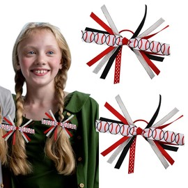 Baseball Hair Accessories for Women Girls Baseball Hair Bow Tie for Girl Sport Elastic Hair Ties for Girls Cheer Ponytail Holders 2Pcs Baseballs Hair Ties for Cheerleaders Baseball Hair Bow