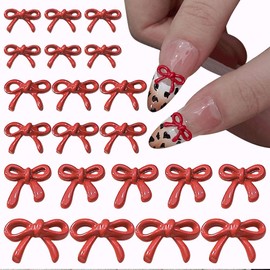 Red Bow Nail Charms Bulk Alloy Nail Bow Charms for Nails Design Cute Bows for Nails Charms Multiple Sizes Ribbon Bowknot Nail Charm Nail Decor Nail Supplies Nail Accessories Nail Jewels for Nail Art