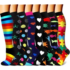 Calcetines de compresión para mujeres y hombres, 15-20 mmHg, mejor médico, enfermería, para correr, atletismo, venas varicosas, viajes, 022 Negro/Negro/Multi/Navy/Negro/Negro/Negro/Rojo, Small-Medium