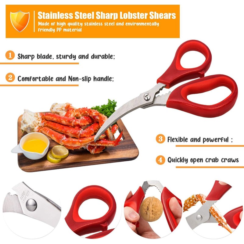 Kitchen Seafood Scissor for Crab Legs, 6 Pack Crab Leg