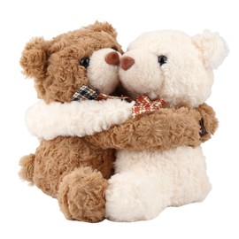 Hugging Teddy Bears, Two Hugging Teddy Bears Stuffed Animals for Couple Girlfriend Girls Kids with Paw Hook and Loop, Soft Plush Toys Companion Gifts for Valentines Birthday Christmas Room Home Decor