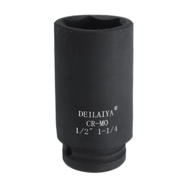 sourcing map 1-1/4 Inch SAE Deep Impact Socket 1/2 Inch Drive 6 Point Design CR-MO Steel Nut Impact Grade Socket for Auto Repair