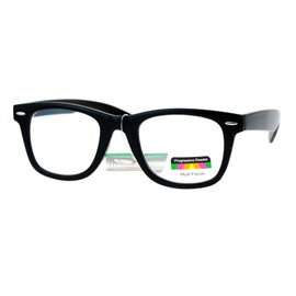 SA106 Retro Horn Rim Multi 3 Focus Progressive Reading Glasses Black 1.75