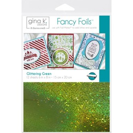 Gina K Designs Holiday Colors Fancy Foil 6 x 8 inch Sheets - Sparkling Silver, Glittering Green and Radiant Red with Storage Pocket