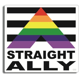 Gear Tatz - Straight Ally, Gay Pride - Bumper Sticker - 3.5 x 3.5 inch - Professionally Made in USA - Vinyl Decal