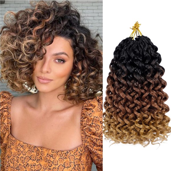 GoGo Curl Crochet Braids Hair 14 Inch 8 Packs Ocean Deep Wave Crochet Hair Extensions Synthetic Curly Crochet Hair for Black Women (TB/30/27)