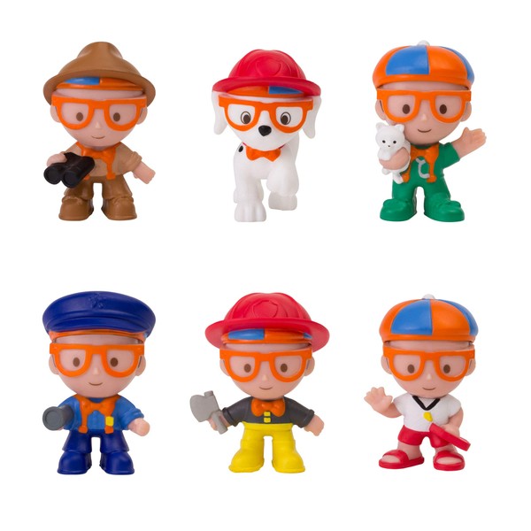 Blippi Mini Heroes Squishables Mystery 6 Pack - 2” Character Toy Figure: Police Officer, Lifeguard, Vet, Firefighter, Park Ranger, Plus Firehouse Dog - Educational Toys for Children and Toddlers