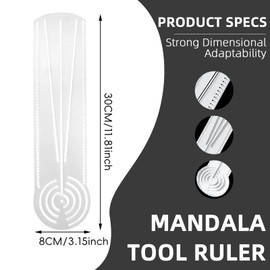 MIUPOO 3 in 1 Clear Acrylic Mandala Tool Ruler,Mandala Dot Art Circle Maker,Ruler Tool Holes,Geometric Drawing Stencil,Geometric Art Painting Ruler with Measuring Marks,1Piece.