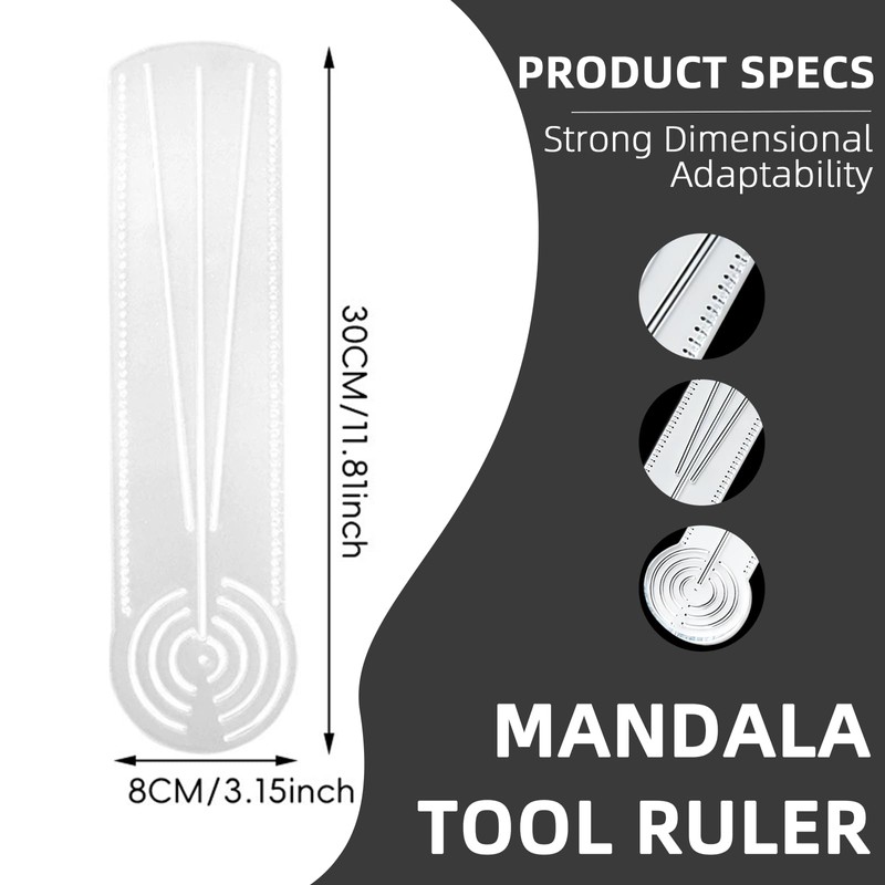 MIUPOO 3 in 1 Clear Acrylic Mandala Tool Ruler,Mandala Dot