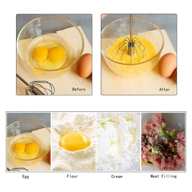 Semi-automatic Whisk 12 inch Stainless Steel Egg Whisk Hand Push