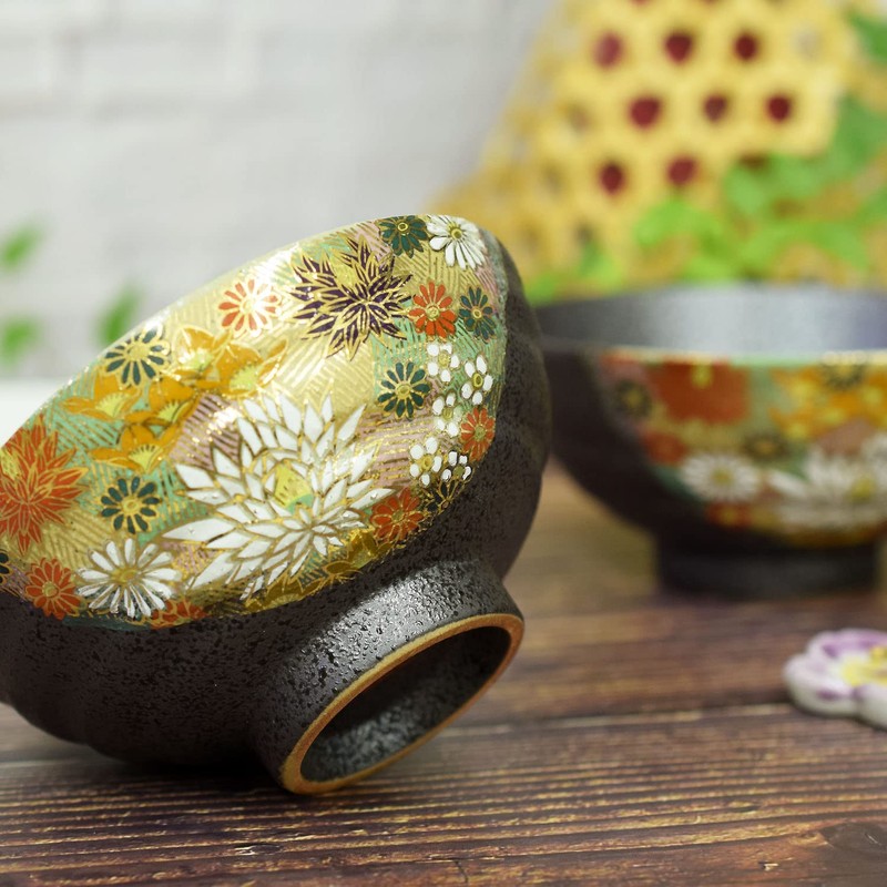 Couples Rice Bowl, Stylish Tableware, Kutani Ware, Pair of Rice
