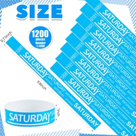 Henoyso 1200 Pcs Paper Wristbands Event Wristbands Numbered Waterproof Wrist Bands for Events Day of the Week Paper Bracelets Wristbands for Adult Concert Festival Party(Blue)