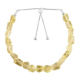 Natural Lemon Quartz Gemstone Beads Tumbled Bolo Bracelet, Adjustable Slider Chain, Energy Stones, Chakra Healing Crystals, Silver Plated, Gift for Women, Birthstone, Gemstones Jewelry,10 inch