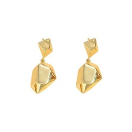 DIAMANTIO 18K Gold Plated Geometric Drop Earrings for Women – Modern Irregular Shape Statement Earrings – Lightweight Fashion Jewelry for Daily Wear and Parties