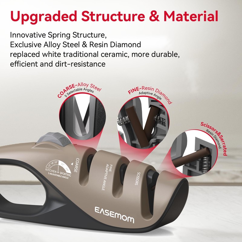 Knife Sharpeners for Kitchen, 5 Adjustable Sharpening Angle - Handheld