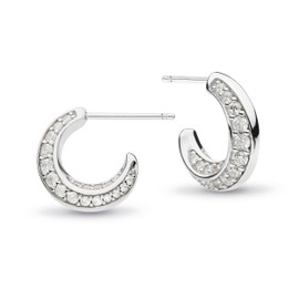 Kit Heath - Bevel Cirque Semi Hoop Stud Earrings Pavé-set sparkle in Sterling Silver—an ideal choice for adding everyday shine or gifting someone special