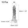 sourcing map Hex Lag Screws, M8 x 30mm 304 Stainless