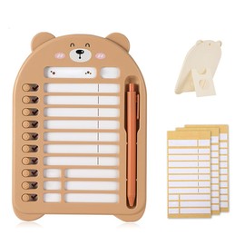 HABNI Checklist Boards with 13 Papers, To Do List Memo To Do Planner 22.5 x 16 cm Board for Children with Stand and Pen, Sticker for Learning Planning Schedule, Brown, Pack of 1