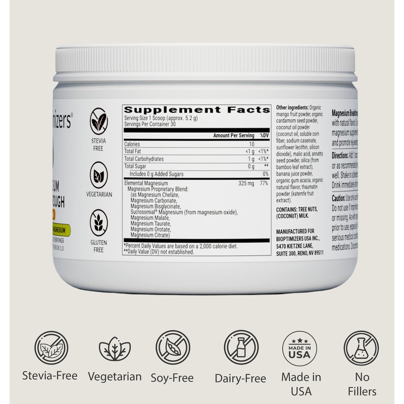 BIOptimizers Magnesium Breakthrough Drink - 8 Forms of Magnesium, Electrolytes,